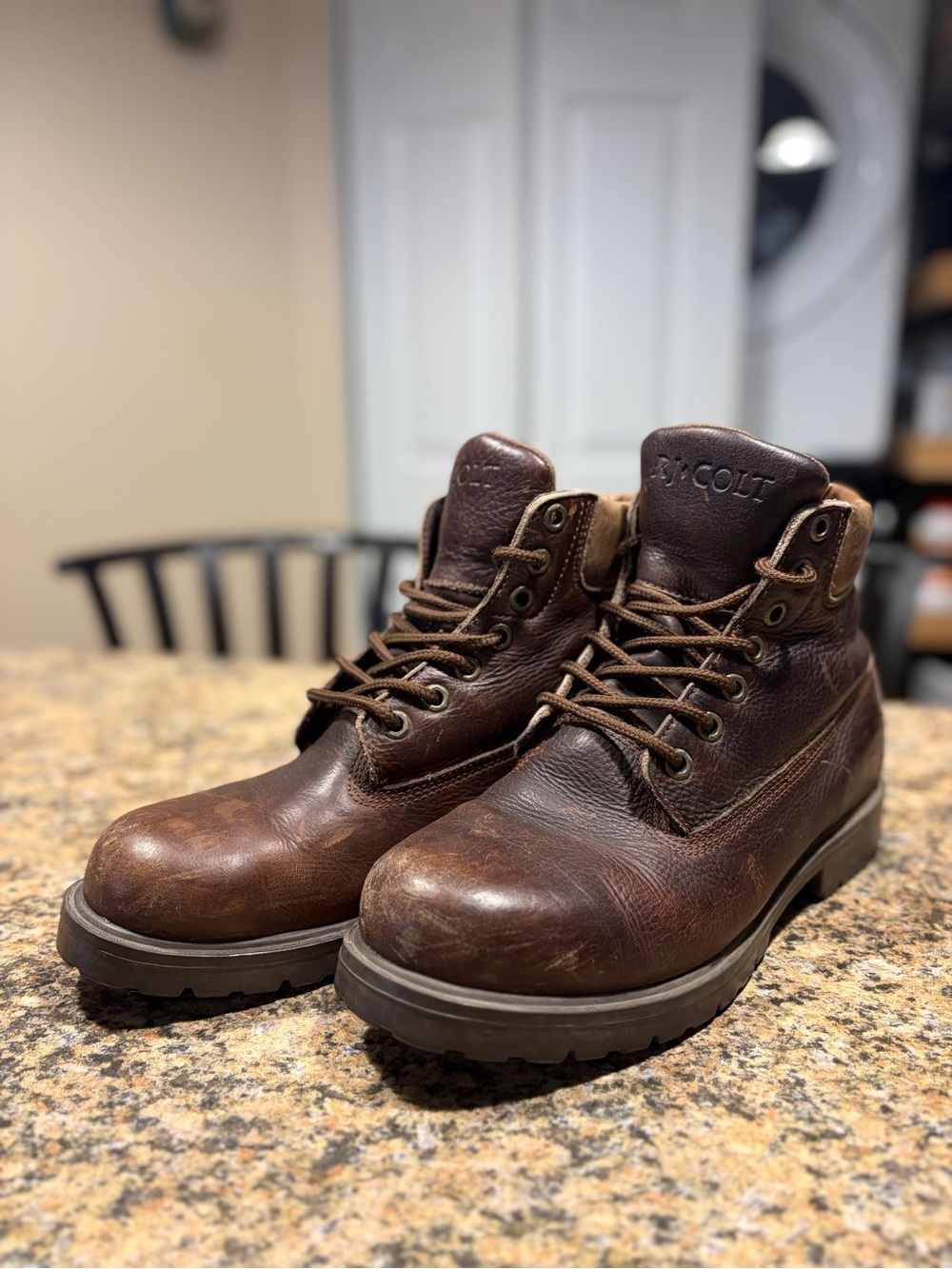 Men’s Colt Brown Leather Work Boots - Rugged Lace-Up